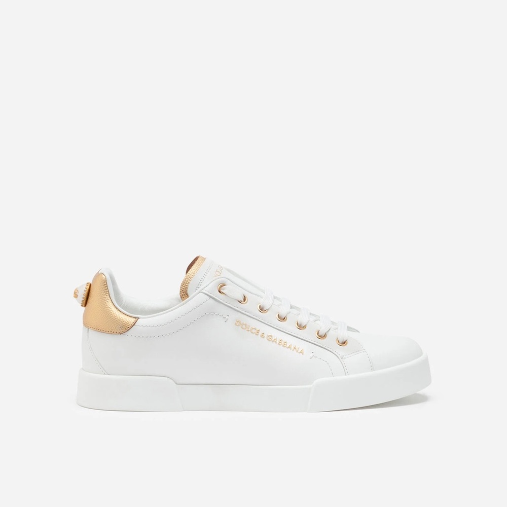 DOLCE & GABBANA Calfskin nappa Portofino sneakers with lettering